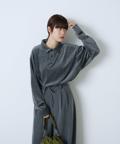 【Kastane】天鵝絨翻領襯衫*