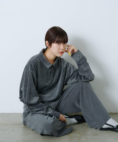 【Kastane】天鵝絨翻領襯衫*
