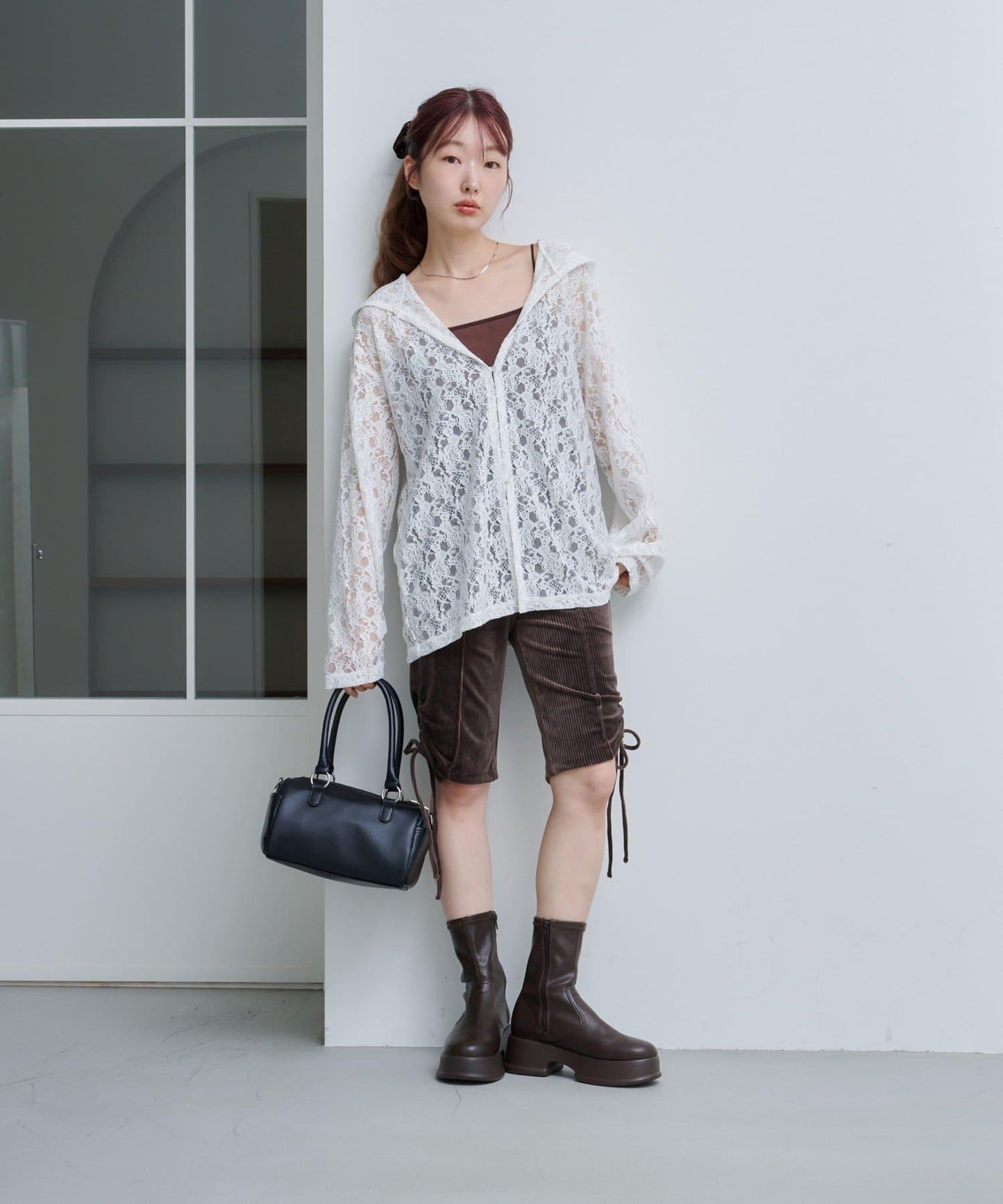 剪裁天鵝絨騎行褲