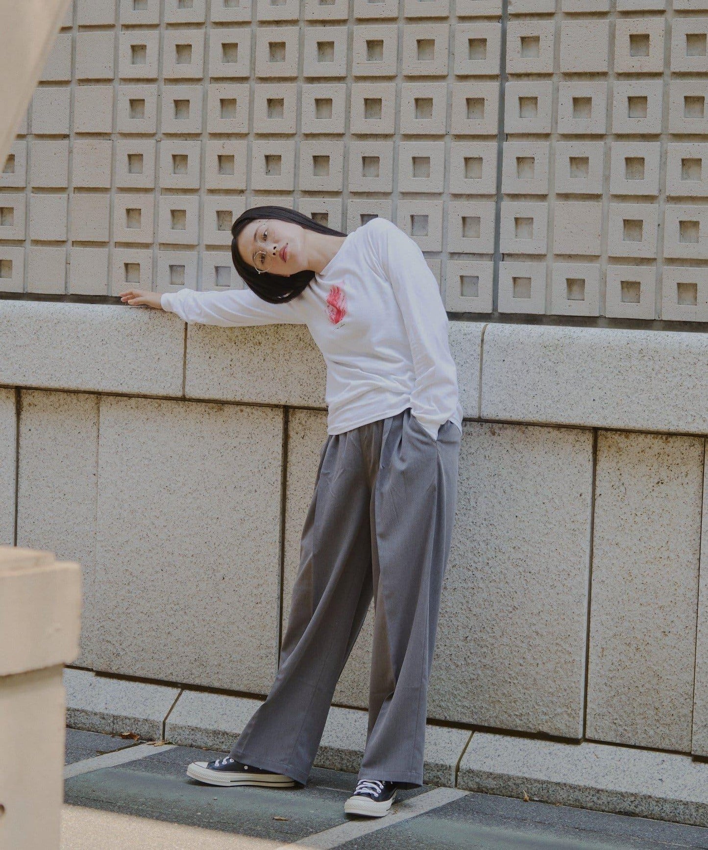 【WHIMSIC/2尺碼可選】鏡面絲網印花T恤