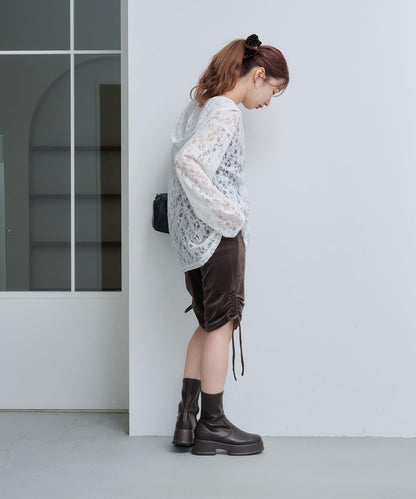 剪裁天鵝絨騎行褲