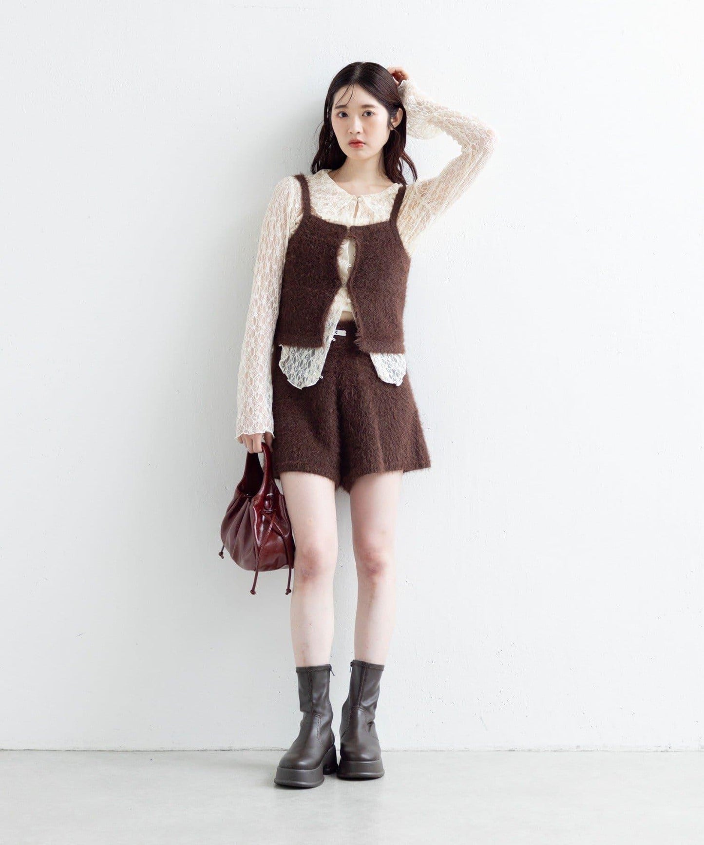 【Kastane】毛絨針織標籤長褲