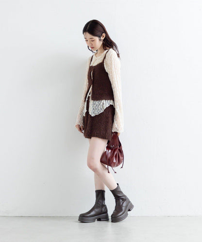 【Kastane】毛絨針織標籤長褲