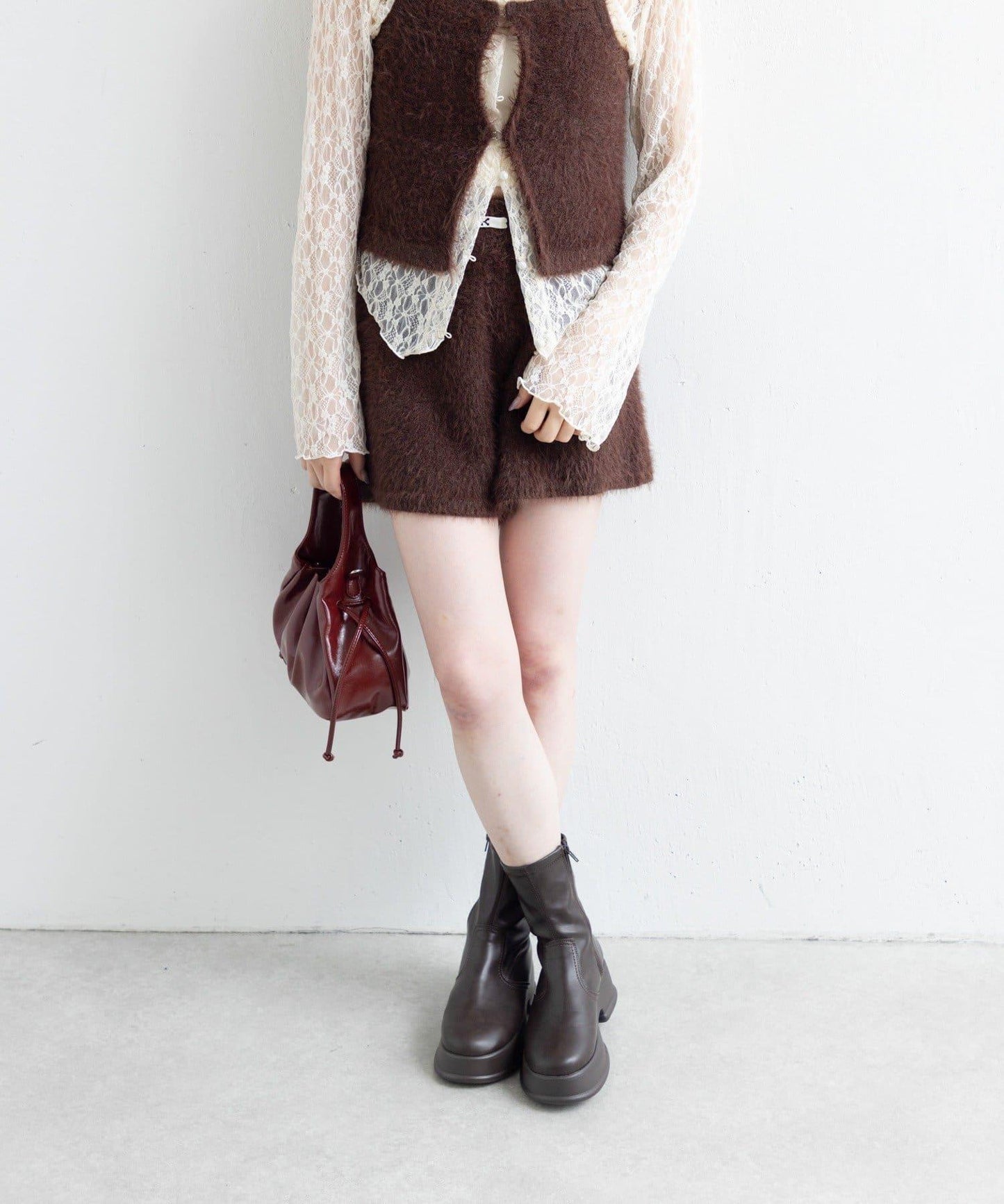 【Kastane】毛絨針織標籤長褲