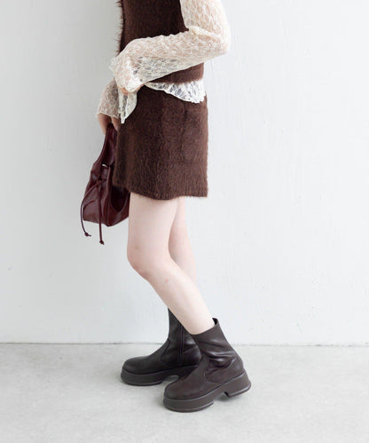 【Kastane】毛絨針織標籤長褲