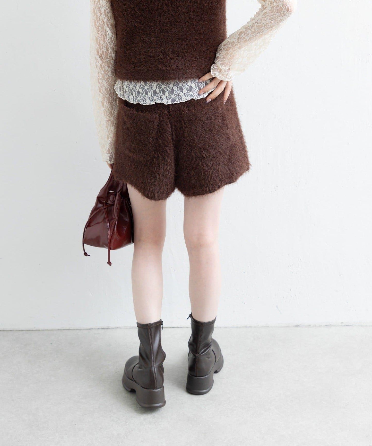 【Kastane】毛絨針織標籤長褲