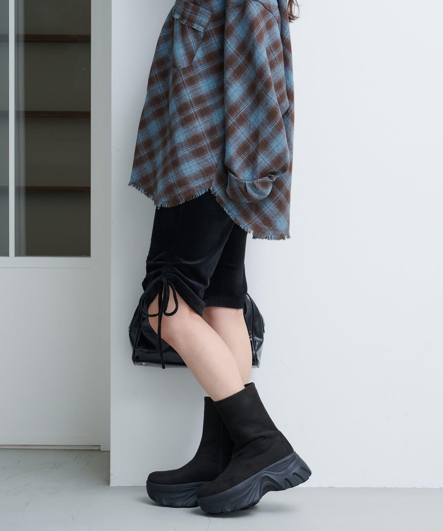 剪裁天鵝絨騎行褲