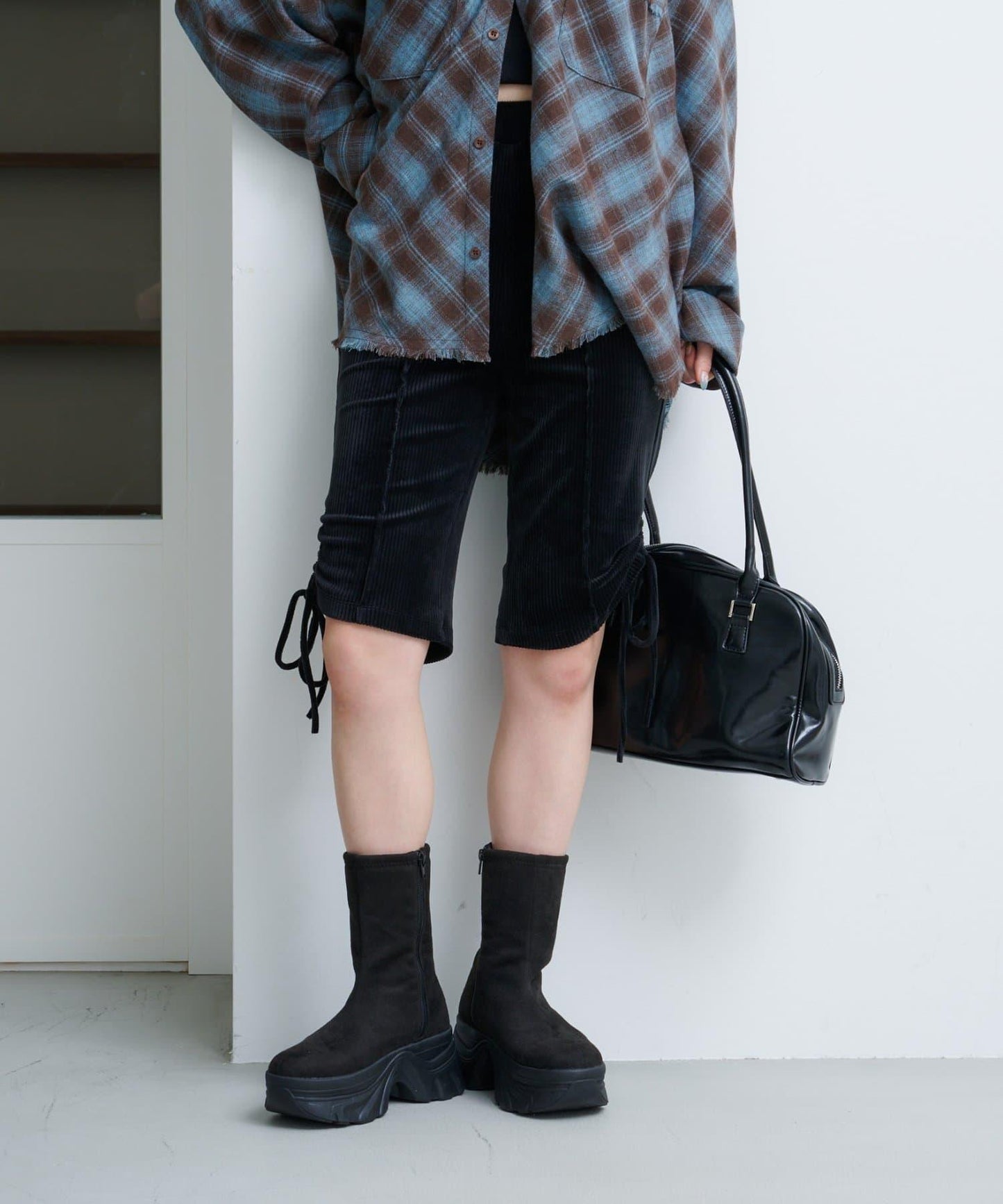 剪裁天鵝絨騎行褲