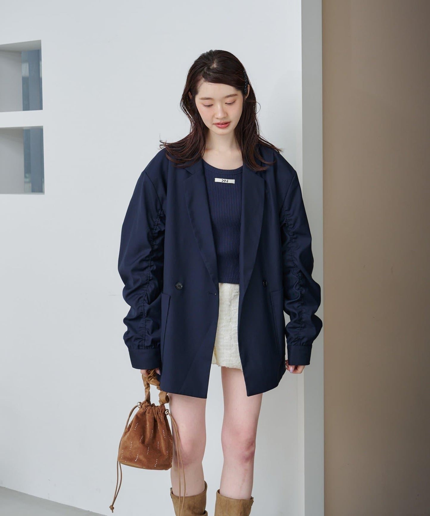 Kastane 亮片麂皮迷你包