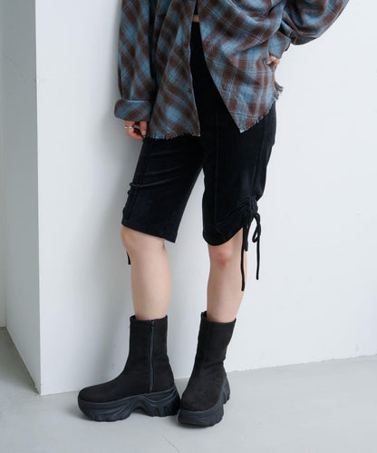 剪裁天鵝絨騎行褲