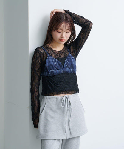 【Kastane】網紗牛仔吊帶上衣