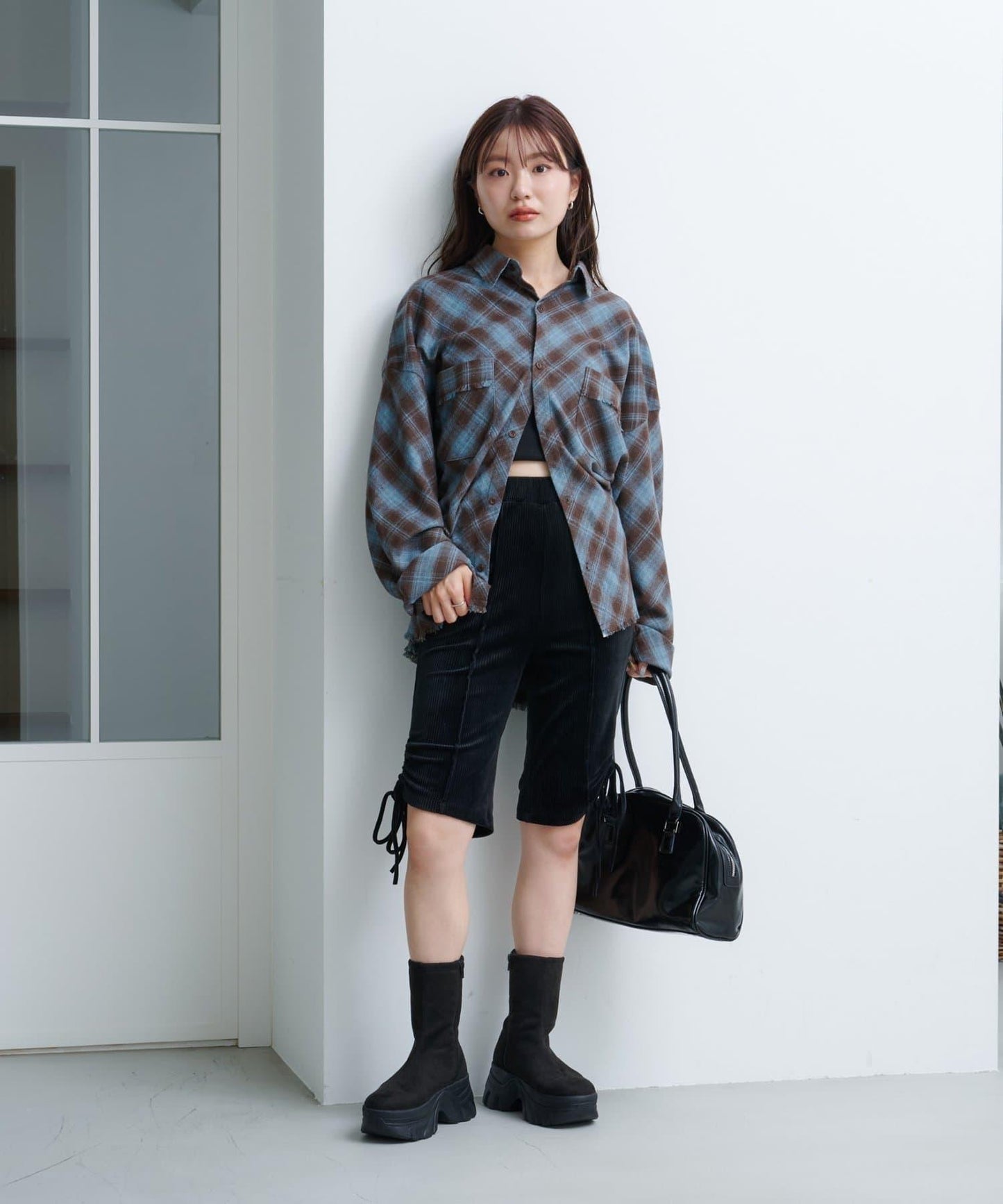 剪裁天鵝絨騎行褲