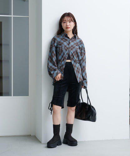 剪裁天鵝絨騎行褲