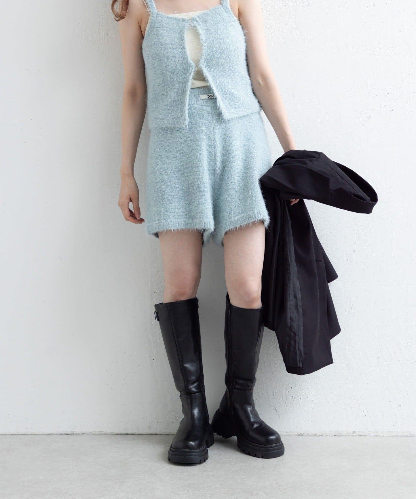 【Kastane】毛絨針織標籤長褲