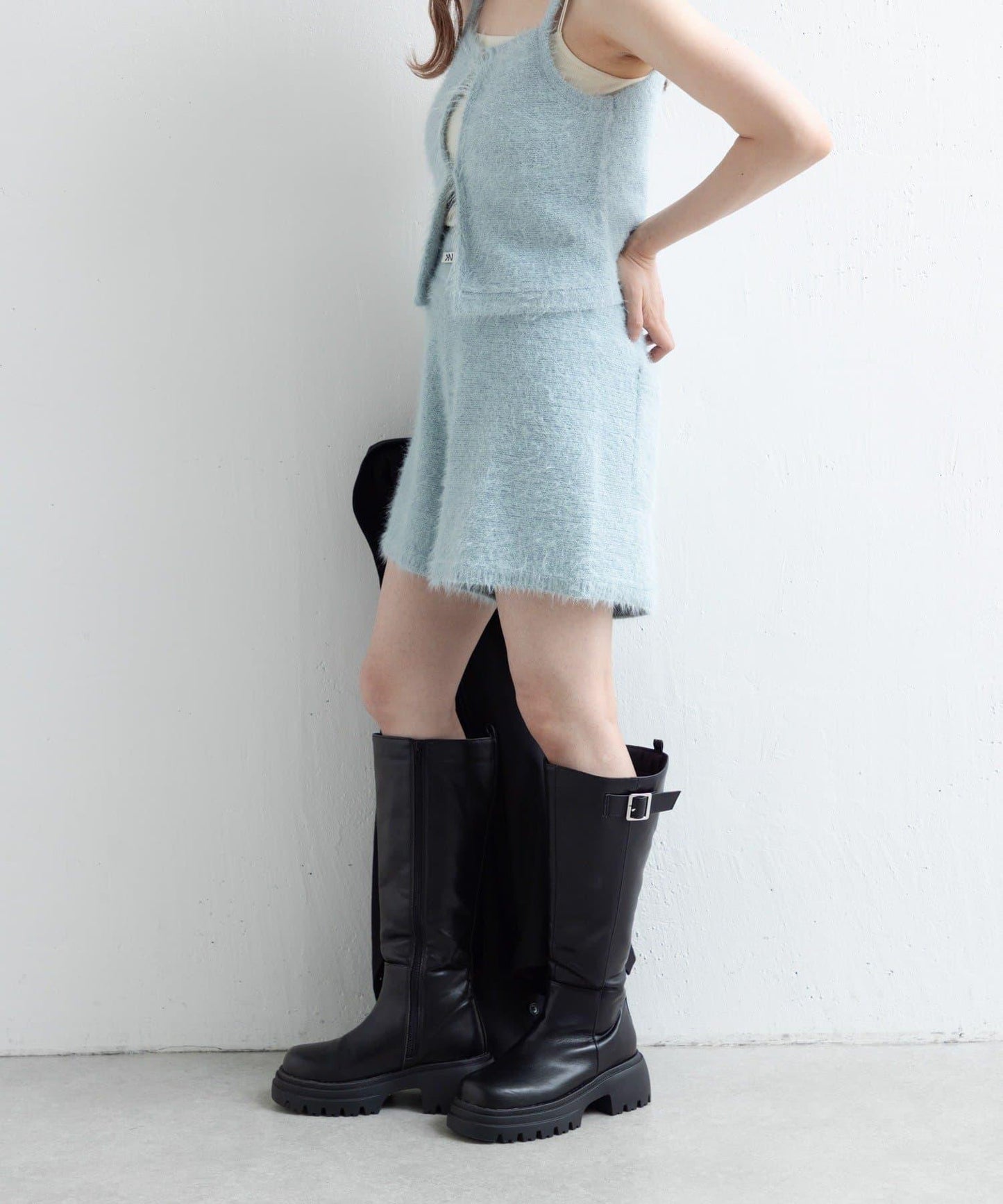 【Kastane】毛絨針織標籤長褲