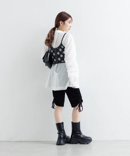 剪裁天鵝絨騎行褲