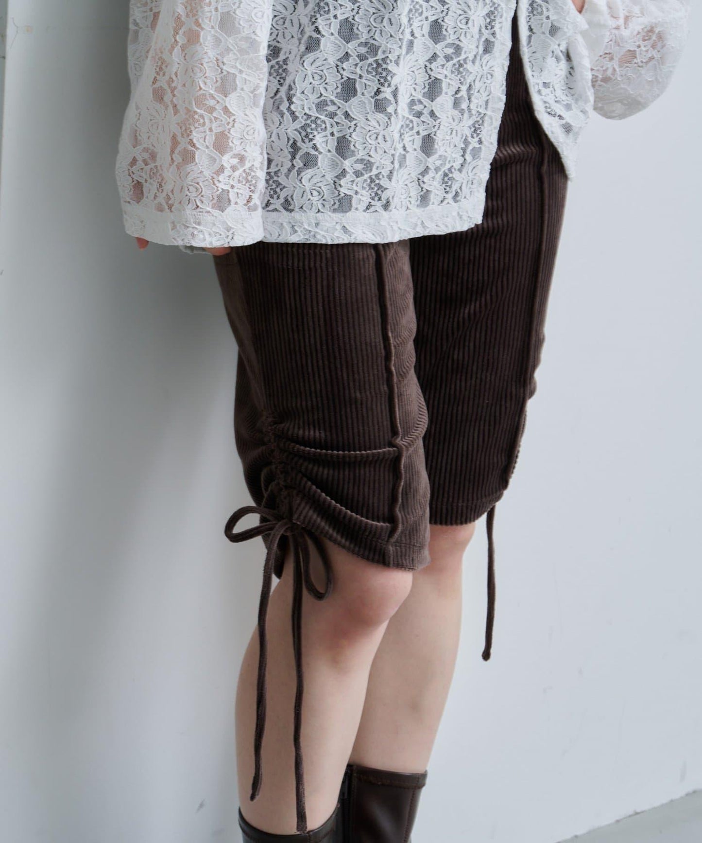 剪裁天鵝絨騎行褲