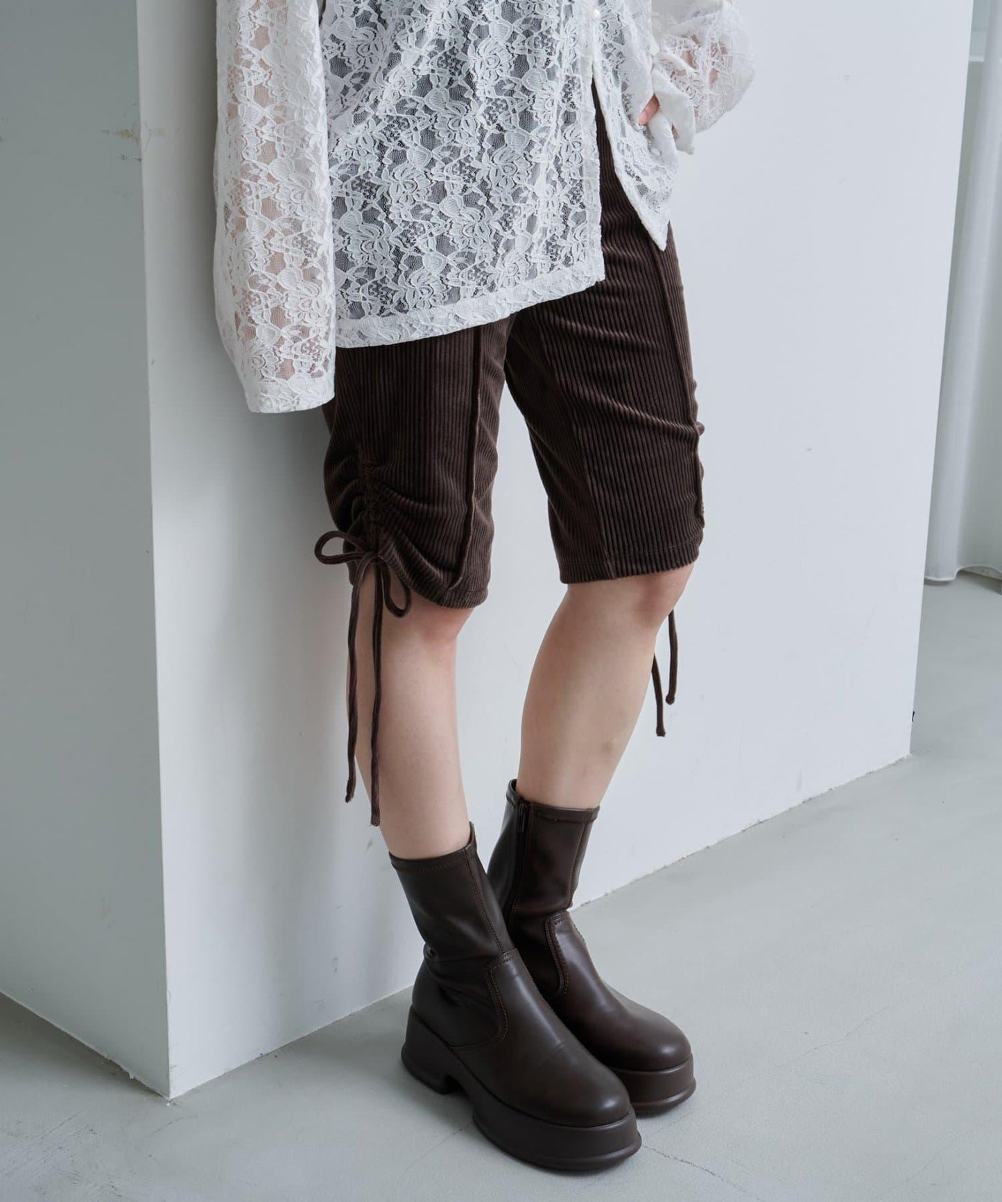 剪裁天鵝絨騎行褲