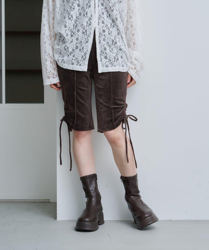 剪裁天鵝絨騎行褲