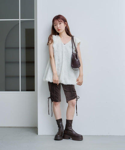 剪裁天鵝絨騎行褲