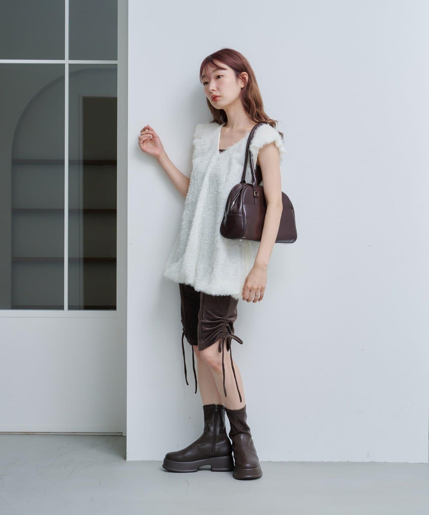 剪裁天鵝絨騎行褲