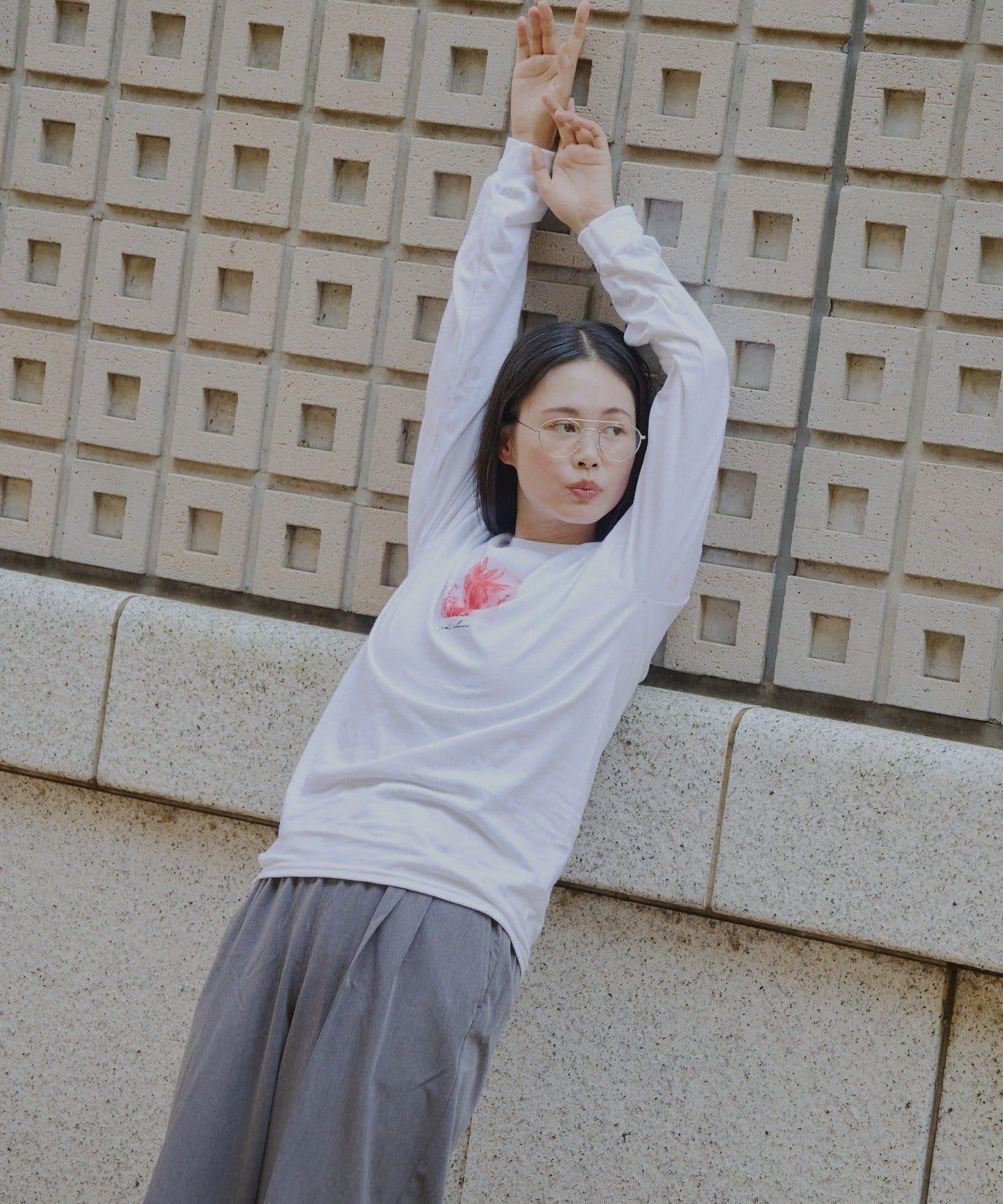 【WHIMSIC/2尺碼可選】鏡面絲網印花T恤