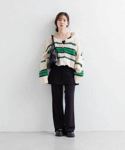【Kastane】條紋仿馬海毛針織衫