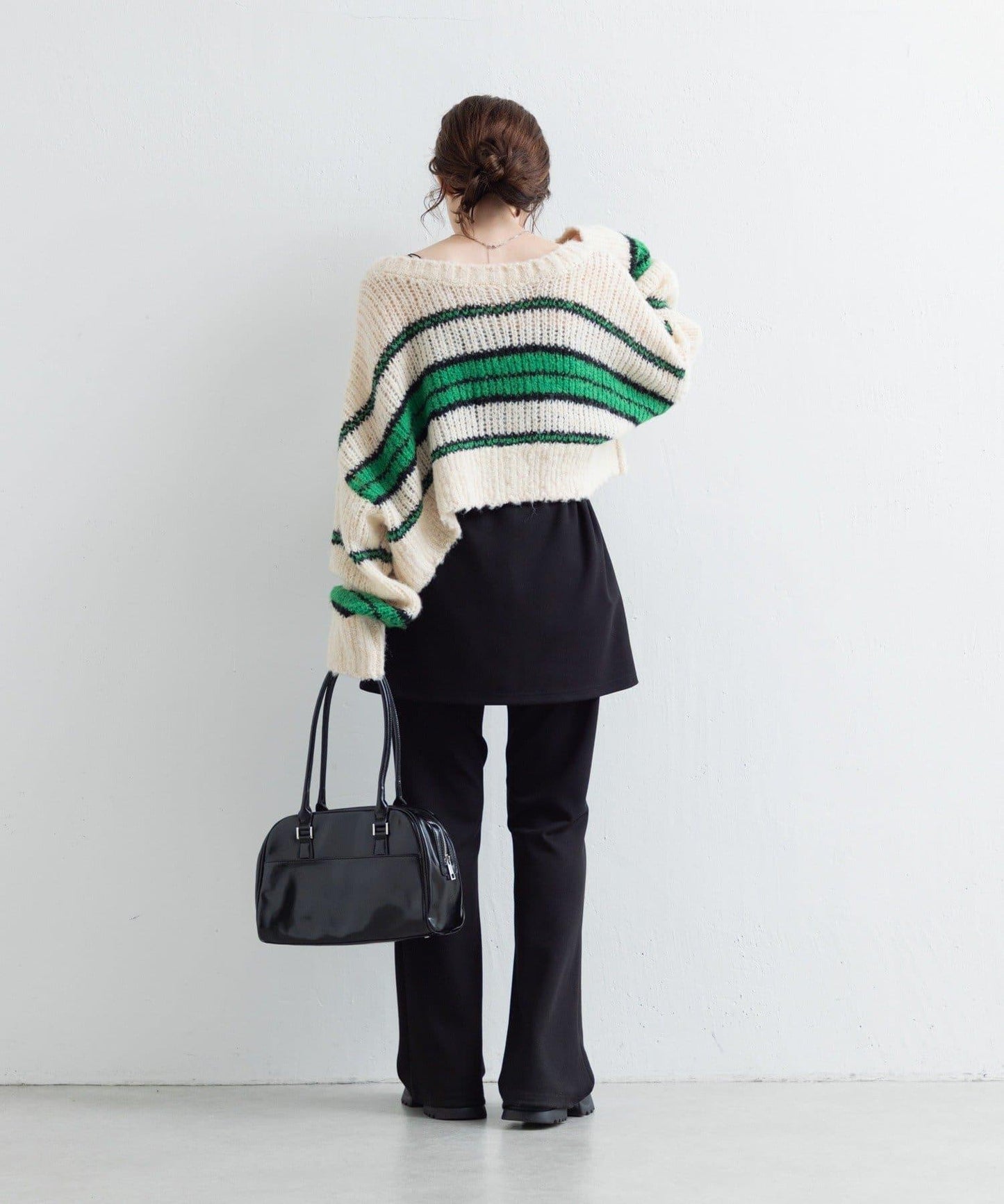 【Kastane】條紋仿馬海毛針織衫