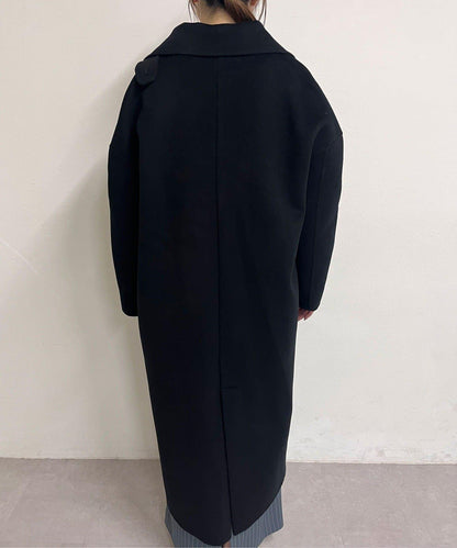 大翻領雙面呢長款大衣