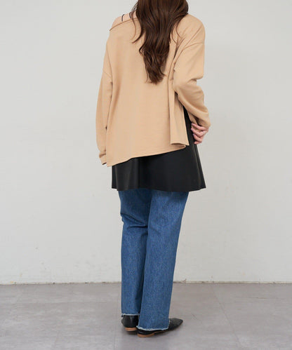 側開叉一字肩衛衣