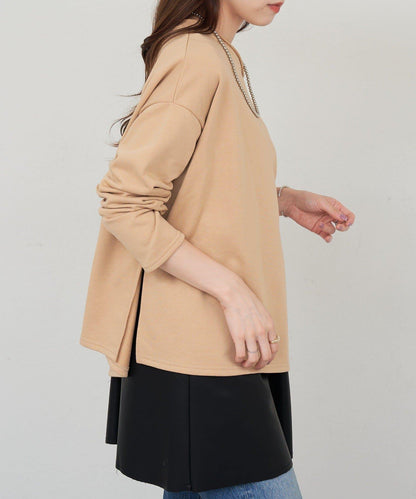 側開叉一字肩衛衣