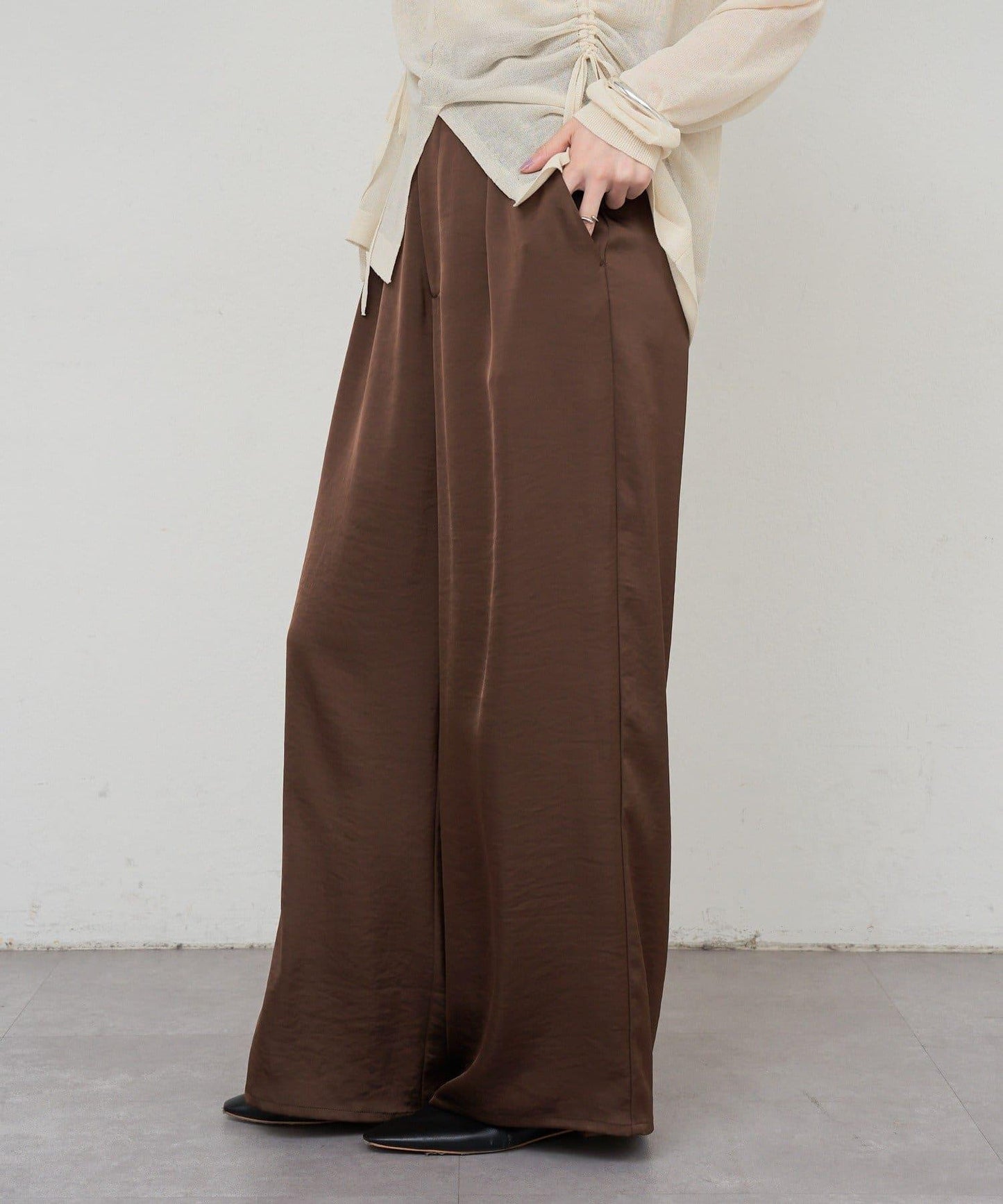 緞面寬鬆長褲