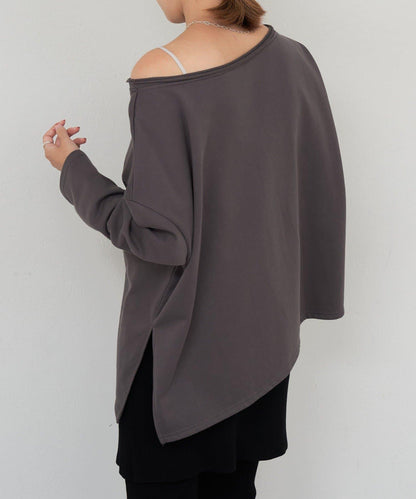 側開叉一字肩衛衣