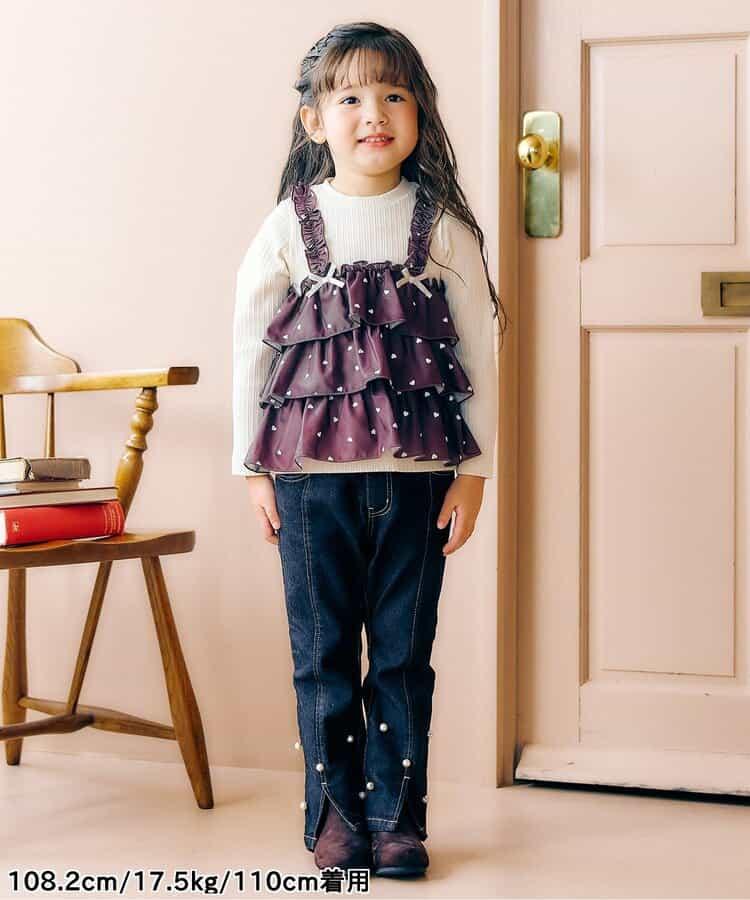 下襬珍珠水鑽喇叭可愛長褲 10分丈