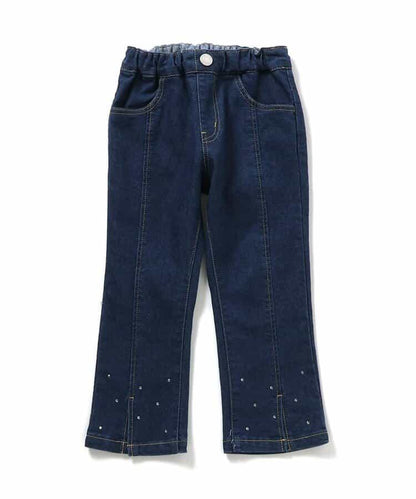 下襬珍珠水鑽喇叭可愛長褲 10分丈