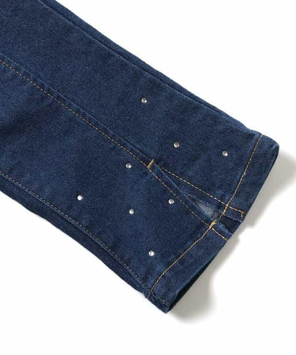 下襬珍珠水鑽喇叭可愛長褲 10分丈