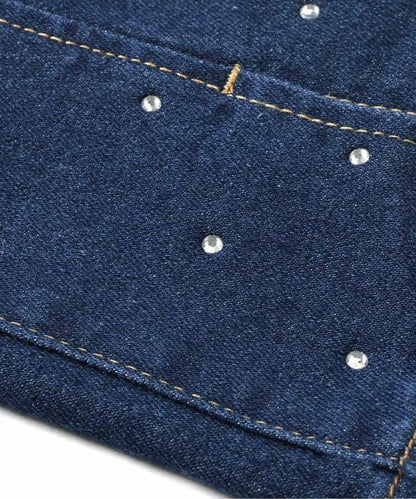 下襬珍珠水鑽喇叭可愛長褲 10分丈