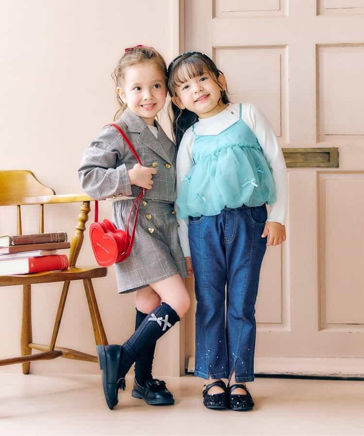 下襬珍珠水鑽喇叭可愛長褲 10分丈