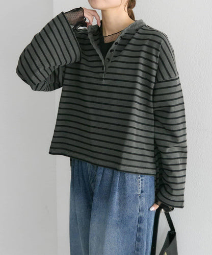 【復刻】波點網紗拼接疊穿長袖T恤