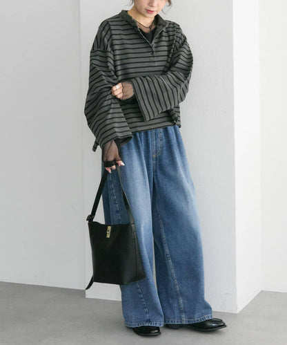 【復刻】波點網紗拼接疊穿長袖T恤