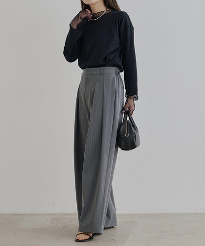 【復刻】波點網紗拼接疊穿長袖T恤