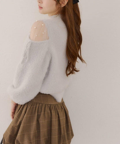 約會或應援活動首選【RMAF】顯身材露膚珍珠針織衫