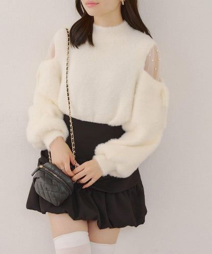 約會或應援活動首選【RMAF】顯身材露膚珍珠針織衫