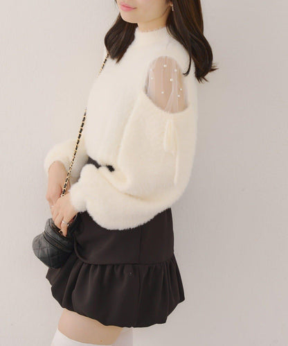 約會或應援活動首選【RMAF】顯身材露膚珍珠針織衫