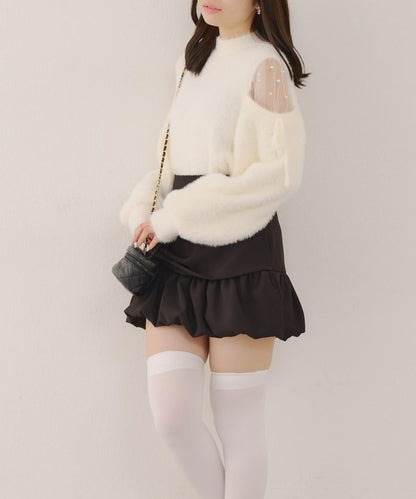 約會或應援活動首選【RMAF】顯身材露膚珍珠針織衫