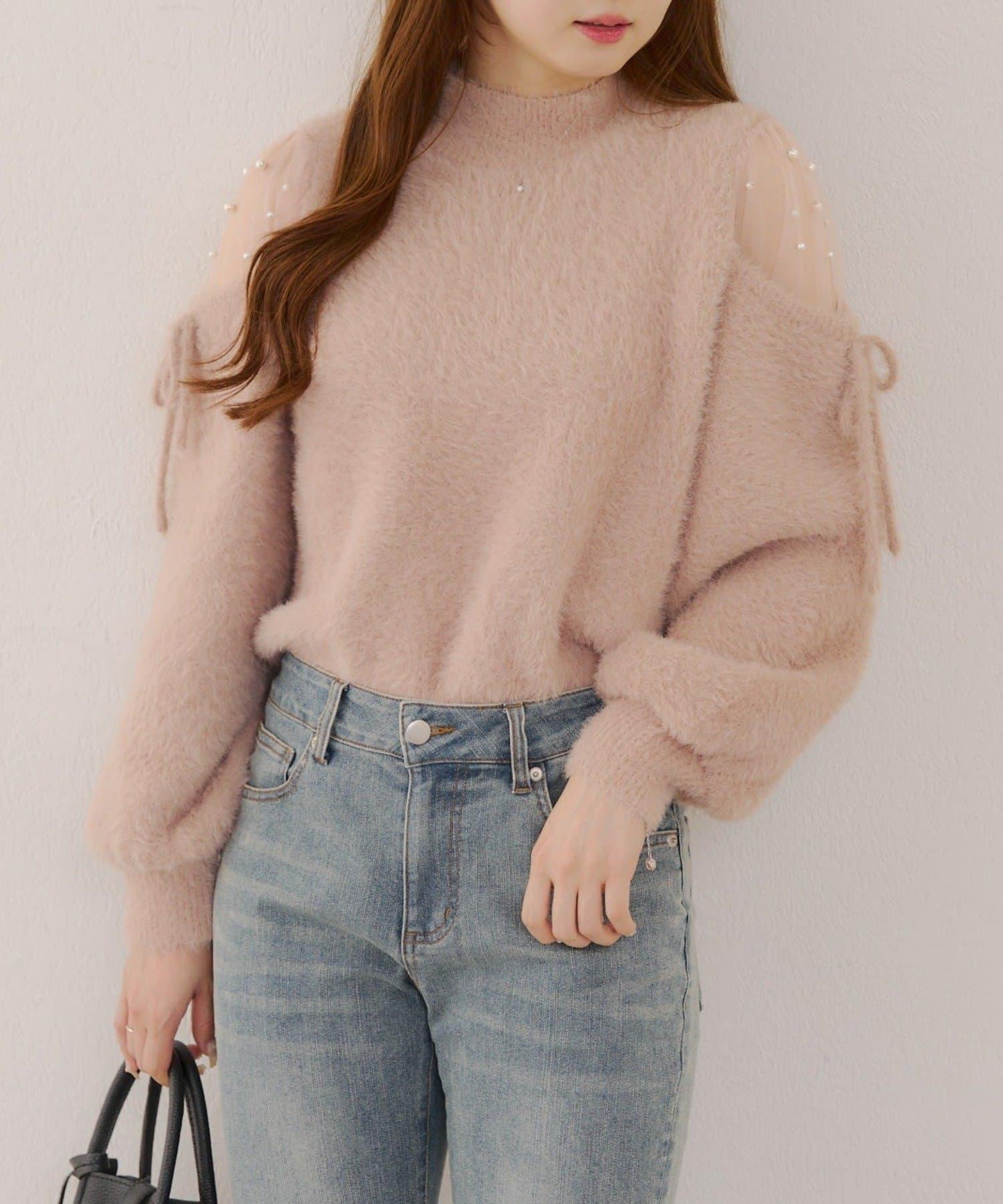 約會或應援活動首選【RMAF】顯身材露膚珍珠針織衫