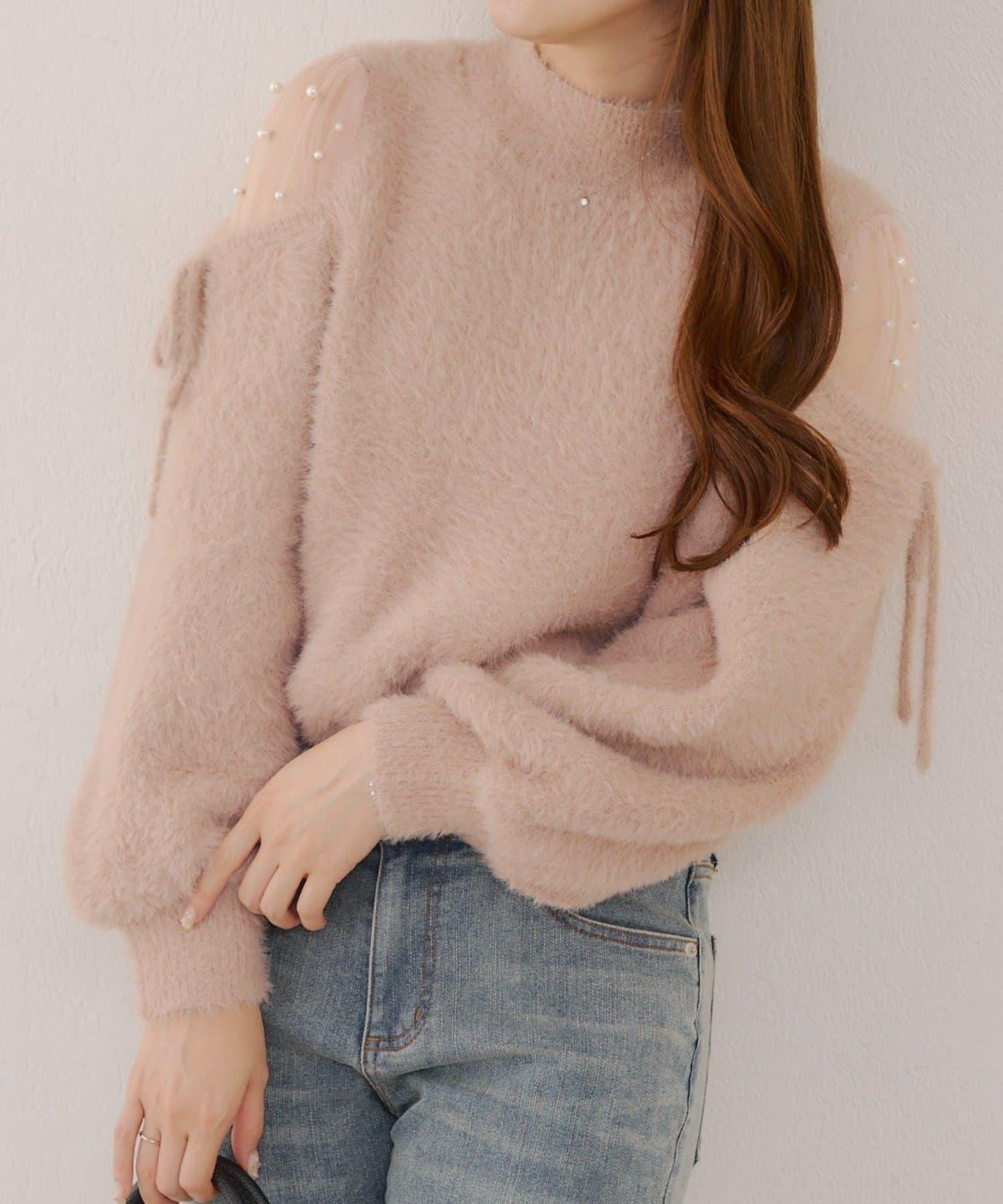 約會或應援活動首選【RMAF】顯身材露膚珍珠針織衫