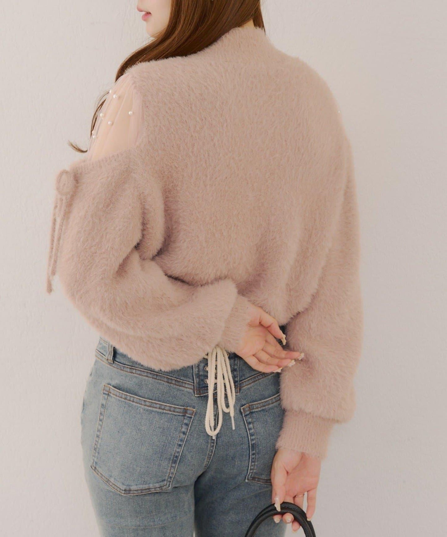 約會或應援活動首選【RMAF】顯身材露膚珍珠針織衫