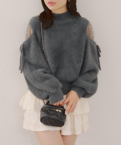 約會或應援活動首選【RMAF】顯身材露膚珍珠針織衫