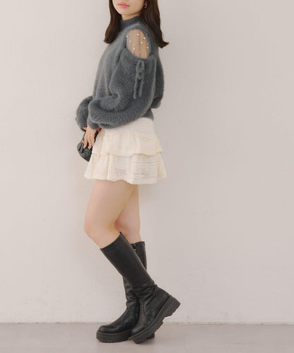 約會或應援活動首選【RMAF】顯身材露膚珍珠針織衫